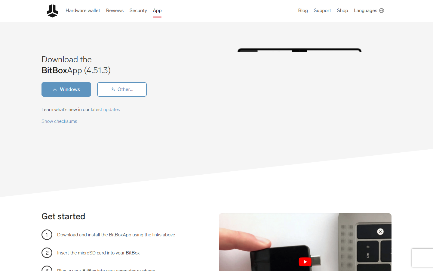 BitBox02 setup guide showing step-by-step onboarding and BitBoxApp companion walkthrough