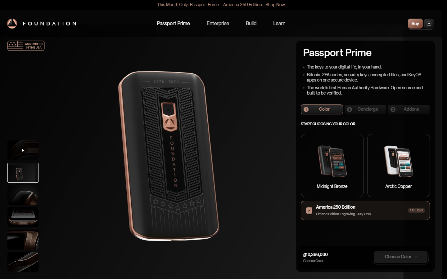 Passport hardware wallet homepage showing air-gapped Bitcoin signing device and open-source design